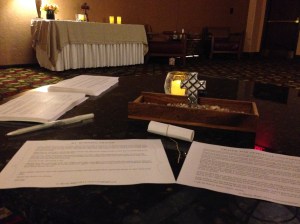 Morning devotion & scripture given to attendees in prayer room 